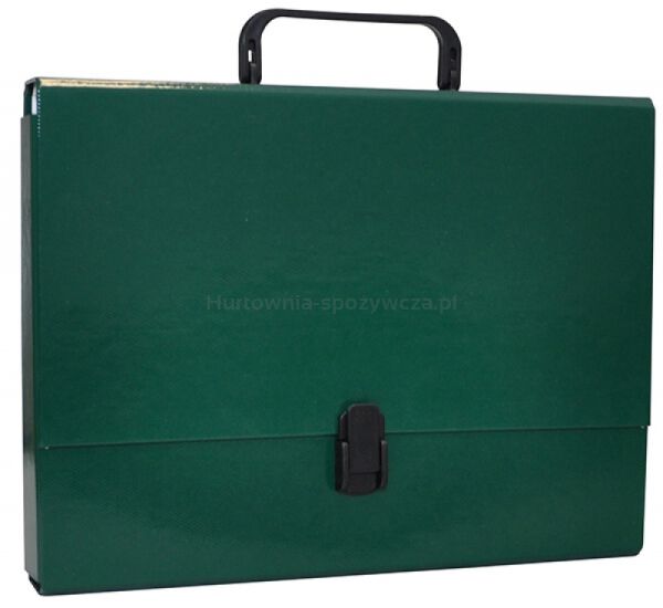 Office Products Teczka-pudełko PP, A4/5cm, z rączką i zamkiem, zielona 