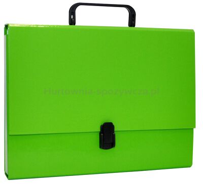 Office Products Teczka-pudełko PP, A4/5cm, z rączką i zamkiem, jasnozielona 