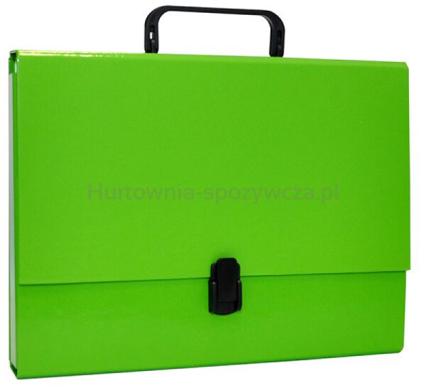 Office Products Teczka-pudełko PP, A4/5cm, z rączką i zamkiem, jasnozielona 