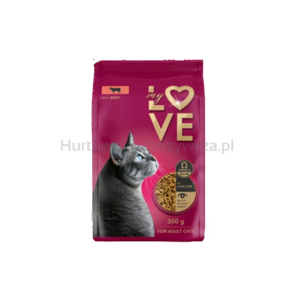 My Love Pełnoporcjowa sucha karma dla dorosłych kotów z wołowiną 300 g