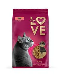My Love Pełnoporcjowa sucha karma dla dorosłych kotów z wołowiną 300 g