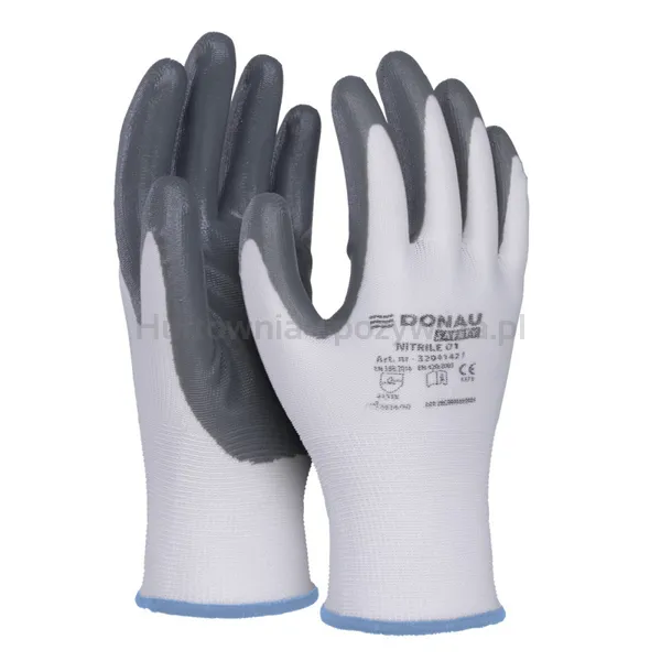 Rękawice DONAU SAFETY Nitrile 01, kat. II, rozm. 9, szare