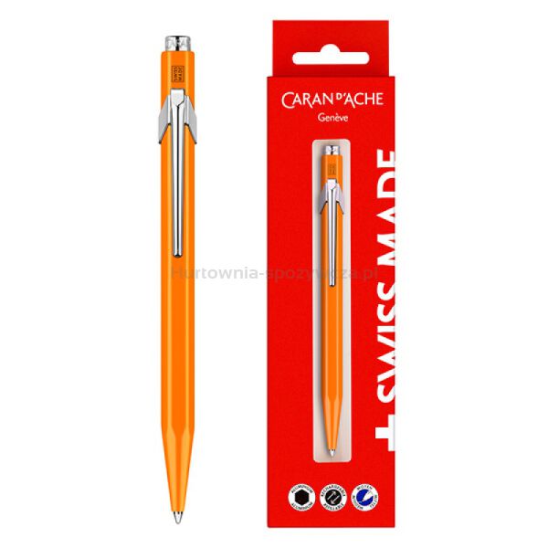 Długopis CARAN D’ACHE 849 Gift Box Fluo Line Orange, pomarańczowy - 2