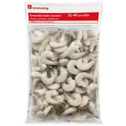 TGE Krewetki białe Vannamei surowe, obrane, z ogonkiem 31-40pcs/lb worek 0,75kg/1kg, 25% glazury
