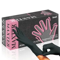 Rękawice Nitrylowe Bezpudrowe, Maxter, 100 Szt., Rozmiar L, Czarne