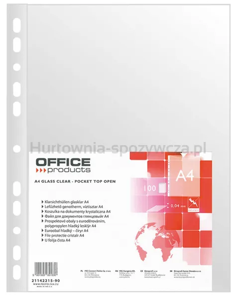 Koszulki Na Dokumenty Office Products, Pp, A4, Krystal, 40Mikr., 100Szt.