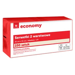 TG Economy Serwetka 33x33 cm, 2 warstwowa czerwona 250 sztuk