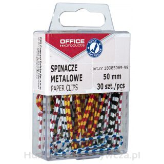 Spinacze Metalowe Office Products Zebra, Powlekane, 50Mm, W Pudełku, 30Szt., Mix Kolorów