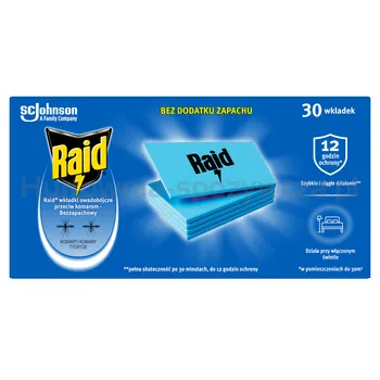 Raid przeciw komarom - wkładki owadobójcze do elektrofumigatora - Bezzapachowe 2,22g