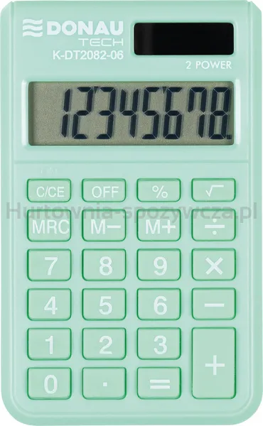Kalkulator kieszonkowy DONAU TECH, 8-cyfr. wyświetlacz, wym. 97x60x10 mm, jasnozielony