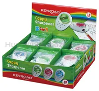 Temperówka KEYROAD Cappy, plastikowa, pojedyncza, z gumką, pakowane na displayu, mix kolorów - 2