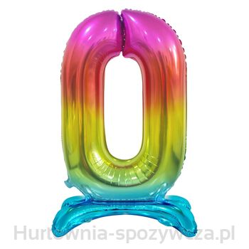 Balon Foliowy Beauty&AmpCharm Cyfra Stojąca 0, Tęczowa, 74 Cm