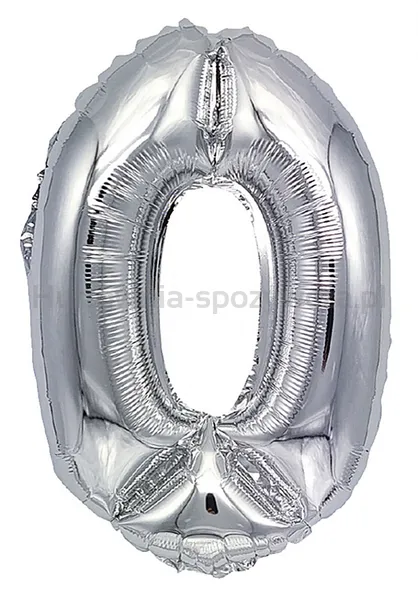 Balon foliowy PARTY GO, cyfra 0, 80cm, srebrny