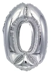Balon foliowy PARTY GO, cyfra 0, 80cm, srebrny