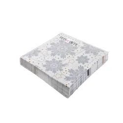 Serwetki Tete A Tete Snowflakes Silver 3-Warstwowe 33X33Cm Składane 1/4 20Szt. W Paczce