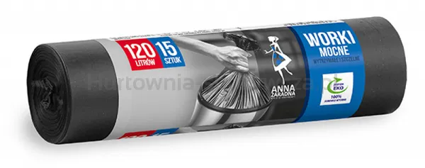 Worki na śmieci ANNA ZARADNA, mocne, 120 l, 15 szt., czarne