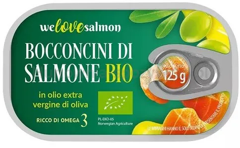 Kawałki Łososia W Oliwie Z Oliwek Extra Virgin Bio 125G /70G