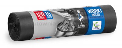 Worki na śmieci ANNA ZARADNA, mocne, 120 l, 15 szt., czarne