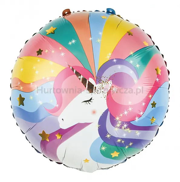 Balon okrągły PARTY GO Unicorn, 45cm, 1 szt., mix kolorów