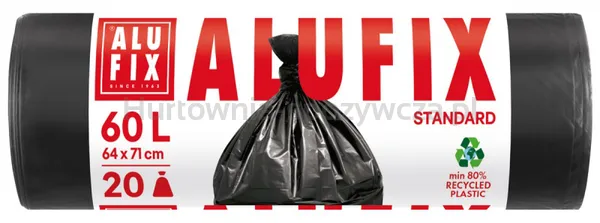 Worki na śmieci ALUFIX, HDPE, 60l, 20 szt., czarne