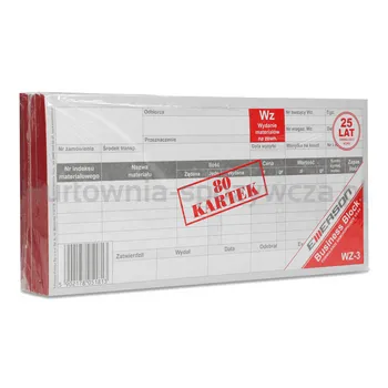 Druk wydanie materiału na zewnątrz Emerson wielokopia, format 1/3 A4, 5 bloczków x 80 kartek