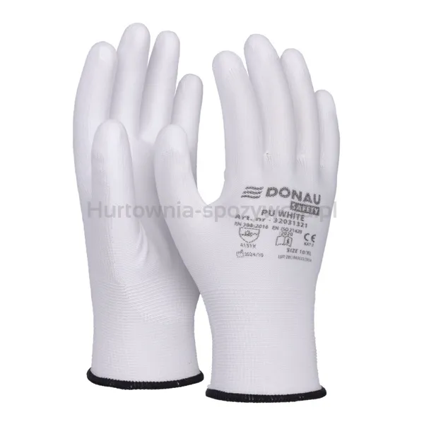 Rękawice DONAU SAFETY PU White, kat. II, rozm. 10, białe