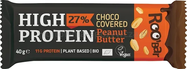 Roobar Baton proteinowy z orzechami arachidowymi w polewie z gorzkiej czekolady, bezglutenowy 40 g