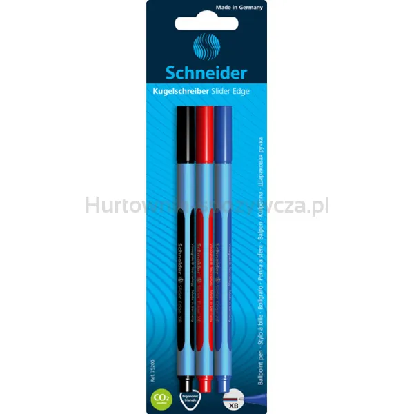 Długopis Schneider Slider Edge, Xb 1,4Mm, 3 Szt., Blister, Mix Kolorów