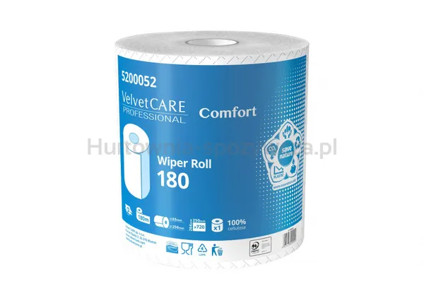 Czyściwo przemysłowe VELVET Professional, 2-warstwowe, 720 listków, 180m, 1szt., białe