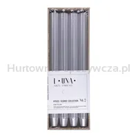 Świeca stołowa długa ryflowana DONAU HOME, lakierowana, 25x300 mm, 4 szt., srebrna - 2