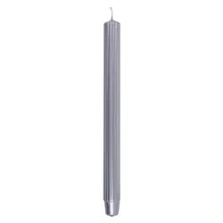 Świeca Stołowa Długa Ryflowana Donau Home, Lakierowana, 25X300 Mm, 4 Szt., Srebrna
