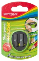 Temperówka KEYROAD, plastikowa, podwójna, z gumką, blister, mix kolorów - 3