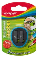 Temperówka KEYROAD, plastikowa, podwójna, z gumką, blister, mix kolorów - 2