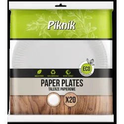 Talerze Papierowe Okrągłe 20 Sztuk Piknik