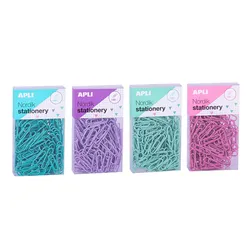 Spinacze okrągłe APLI Nordik, 28 mm, 140 szt., pudełko z zawieszką, mix kolorów pastel