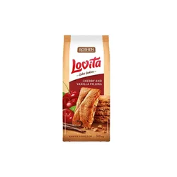 Lovita Cake Cookies Ciastka z nadzieniem o smaku wiśniowo-waniliowym 168 g