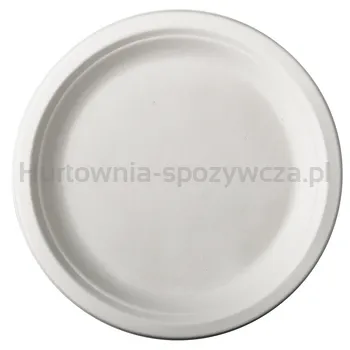 Talerze Z Trzciny Cukrowej, &Quotpure&Quot, Niepodzielne, Średnica 26 Cm, 2 Cm, Kolor: Biały, 50 Szt