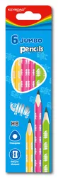 Keyroad Ołówek drewniany HB, trójkątny, jumbo, mix kolorów 