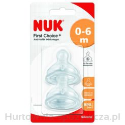 NUK FirstCare+ Smoczek na butelkę silikonowy 0-6m-cy S 2szt