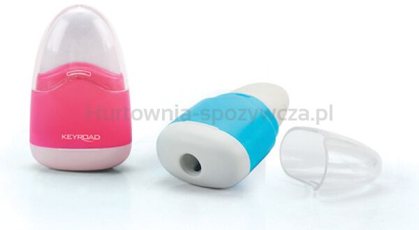 Temperówka KEYROAD Navy, plastikowa, pojedyncza, z gumką, pakowane na displayu, mix kolorów - 3