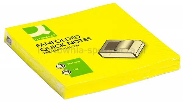 Q-Connect Bloczek Samoprzylepny Brilliant Z-Notes, 76X76Mm, 100 Kart., Neon, Żółty 