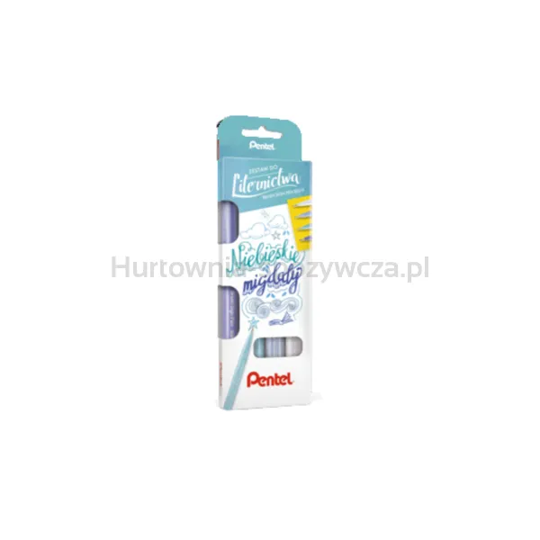 Pentel Zestaw 4 pisaków/pędzelków SES15C Brush Sign Pen - Niebieskie Migdały