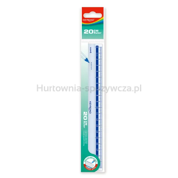 Linijka plastikowa KEYROAD, 20 cm, zawieszka, transparentna