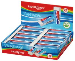 Gumka uniwersalna KEYROAD Tec-Eraser, 59x21x12mm, pakowane na displayu, biała