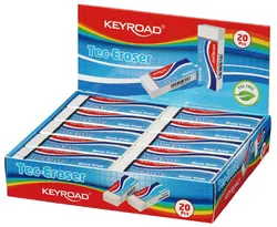 Gumka uniwersalna KEYROAD Tec-Eraser, 59x21x12mm, pakowane na displayu, biała