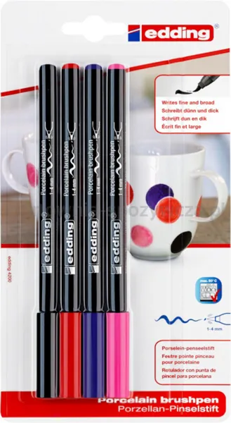 Edding Pisak do porcelany e-4200 1-4mm, 4 kolory, blister 
