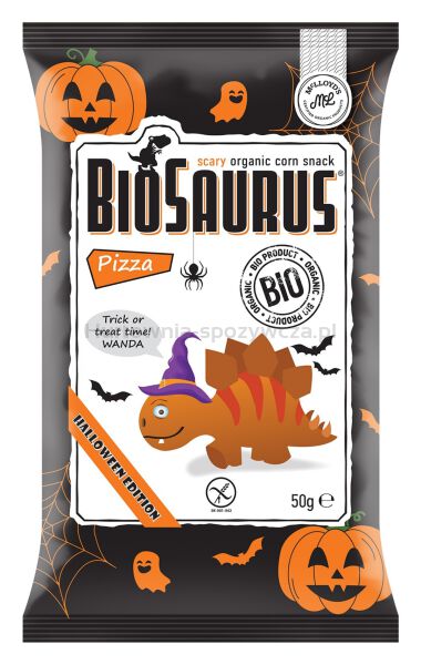 Chrupki kukurydziane Dinozaury HALLOWEEN o smaku pizzy BEZGL. BIO 50 g