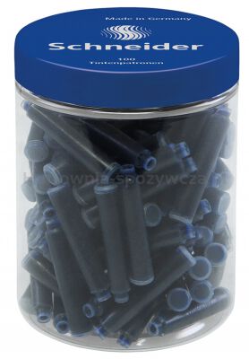Schneider Naboje do piór  plastikowy słoik, 100 szt., niebieski 