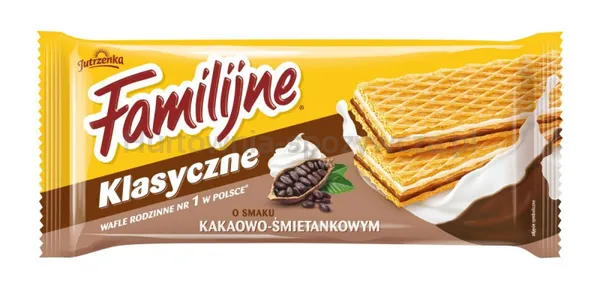 Wafle Familijne JUTRZENKA, 180 g, śmietankowo-kakaowe