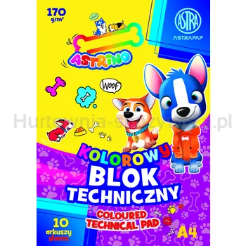 Astra Blok kolorowy barwiony w masie  A4 170g 10 ark
